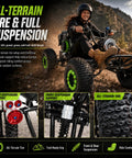Super Slick 212cc Gas Powered Off-Road Go Kart For Teens And Adults That Hits 35 MPH with all-terrain tires and suspension.