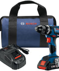 18V EC Brushless Hammer Drill Driver with Bluetooth Connectivity, Half Inch Chuck, CORE18V 4Ah Battery, charger, and bag