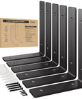 Heavy Duty 8 Inch L Shelf Brackets Pack Of 6 Black for Floating Shelves with included screws and wall anchors