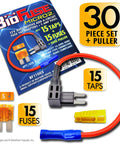 BioFuse 16 AWG Micro2 ATR Fuse Tap Kit With 30 Pc Automotive Car Fuses And Holders Includes Fifteen 5A Add Circuit Blade Fuses Plus Puller, set includes wires and fuses.