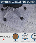 Chair Mat For Carpet 46 By 60 Inches Heavy Duty Vinyl Floor Protector With Grips For Home Office, Gaming Room Or Desk Setup Protects Low Pile Carpets From Chair Wheels under office chair on carpet