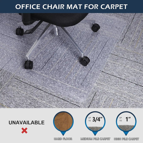 Chair Mat For Carpet 46 By 60 Inches Heavy Duty Vinyl Floor Protector With Grips For Home Office, Gaming Room Or Desk Setup Protects Low Pile Carpets From Chair Wheels under office chair on carpet