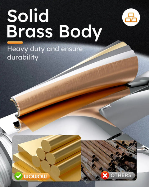 Solid brass material highlighted for Single Handle Chrome Bathroom Faucet With Pop Up Drain 1 Hole High Arc Basin Sink Tap