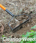 Heavy Duty Bow Rake With 14 Tines And Fiberglass Handle 58 Inch Length Durable Steel Head Anti Rust Welded Joints clearing weeds