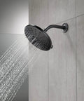 3 Spray H2Okinetic Shower Head With Touch Clean In Matte Black Delivers 3X Coverage And PowerDrench Spray For A Spa Like Full Body Shower Experience Everyday installed on tile wall