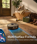 FurForce Robot Vacuum And Mop With No Tangle Pet Brush Roll And LiDAR Navigation cleaning a floor with liquid cleaning formula.