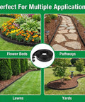 No Dig Landscape Edging Kit 40 Ft By 2 In Flexible Black Lawn Border used in flower beds, pathways, lawns, and yards
