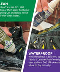 Applying Fabric And Leather Proof Spray For Boots And Shoes Restores Water Repellency And Breathability Easy Spray On Waterproofing