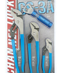 GS-3A Tongue and Groove Pliers Set With Acetate Handle and Bottle Opener For Tough As Nails Grip shown in packaging