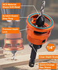 Close-up of the Sweet Shop Essential Countersink Drill Bit Set with magnetic holder, showing the precision depth lock and 1/4" shank.