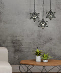 Star 145-001 9 Inch Wide One Light Mini Pendant in Oil Rubbed Bronze Finish Moravian Style Glass and Metal Fixture