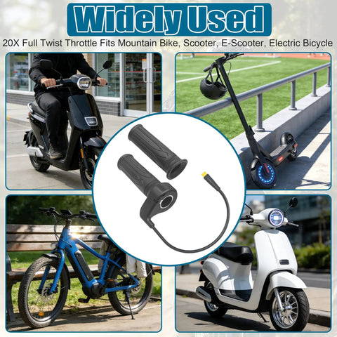 Full Twist Throttle Grip With Waterproof Connector For Ebikes And E Scooters 3 Pin Waterproof Connection Fits 12V To 72V Electric Bicycles Mountain Bikes And Scooters Anti Slip Rubber Grip For Smooth Acceleration And Safety
