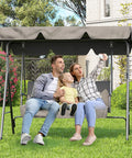 Three Person Outdoor Patio Swing Chair With Adjustable Canopy Shade Removable Sun Shade For Backyard Deck Porch Cozy Swing