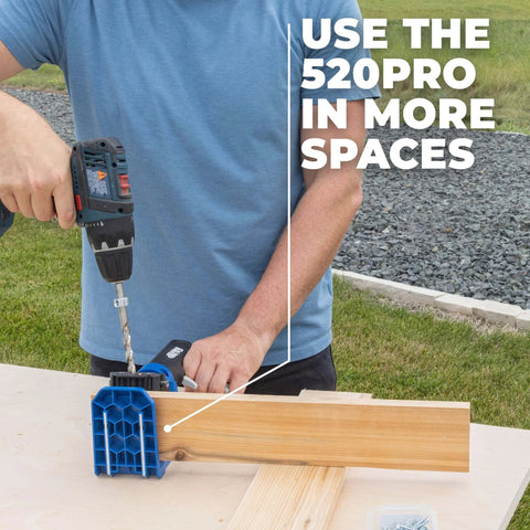 Using Pocket Hole Jig For Woodworking And Carpentry, Compatible With Materials From Half To One And A Half Inch Thick, Includes Sixty Pocket Hole Screws, GripMaxx Anti Slip Clamping, VersaGrip Rotating Handle, Premium New Model For DIY Enthusiasts on a wooden board.