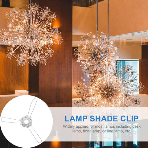 Spring Clip Lamp Shade Bracket Set For DIY Pendant Lights, 3 Fork Metal Holder shown with pendant lamp installation