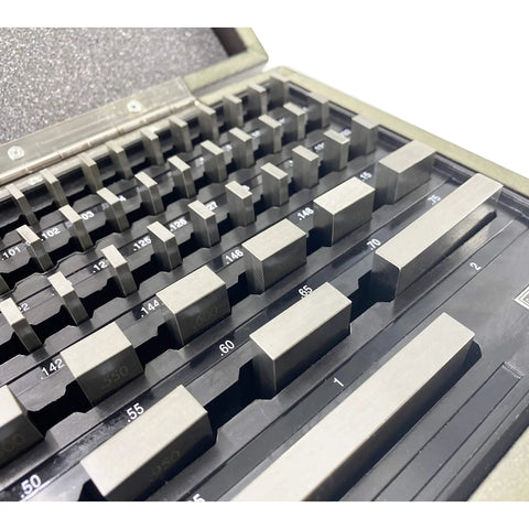 Gauge Block Set For Precision Calibration 81 Piece Economy Grade Gage Blocks Rectangular Blocks in case, steel, metric sizes