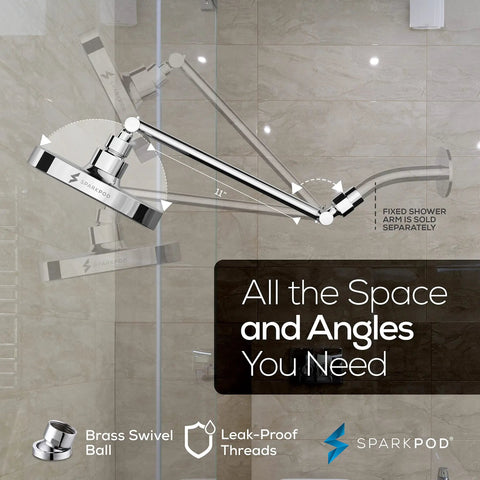 Round Rain Shower Head With Extension Arm For High Pressure Rainfall, adjustable chrome shower head in a spa-like setting