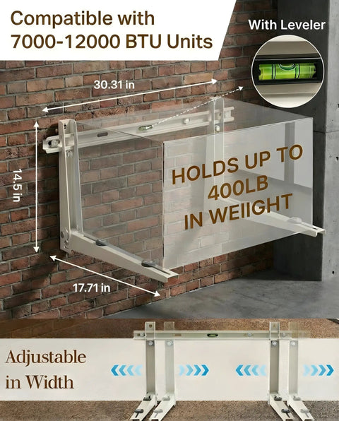 Heavy Duty Mini Split Wall Mount Bracket that Really Holds 400Lb Galvanized Steel with Dual Anti Rust Coating for 7000 to 12000 BTU AC