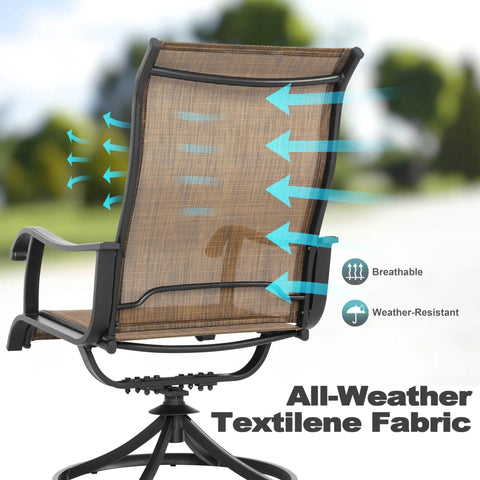 Patio Swivel Chair Set Of 2 Outdoor Rocker Dining Chairs With All Weather Textilene High Back And Built To Last Metal Frame For Backyard Deck Lawn Garden Brown