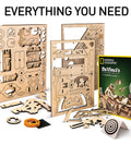 Da Vinci Catapult Kit For Kids With Ballista And Bombard, 3D Puzzle Wood Building Toy pieces and instructions display