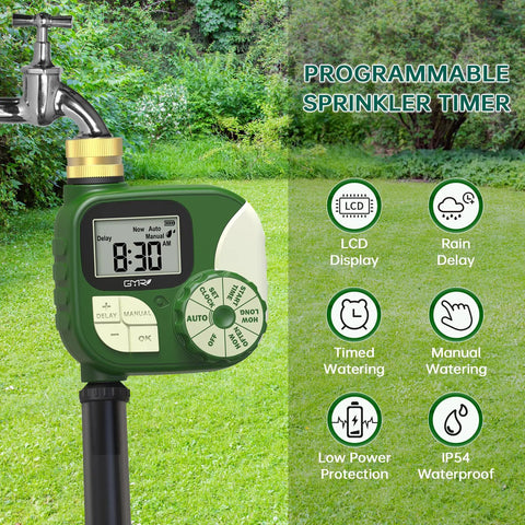 Garden Hose Timer With 360 Degree Brass Swivel, Waterproof Irrigation Timer For Automatic Yard Watering System And No Fuss Rain Delay