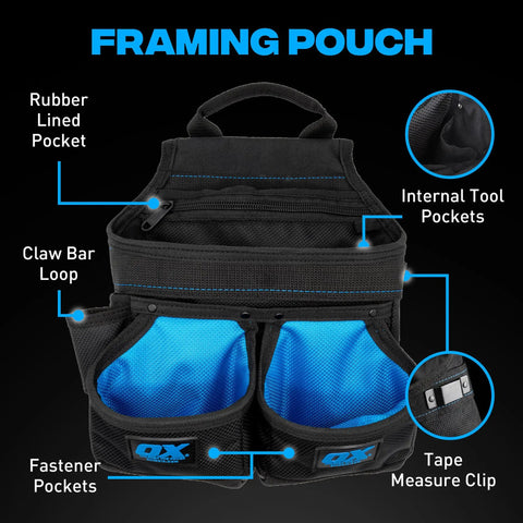 Nylon Framing Tool Belt With Padded Back Support For Men Pro Grade Tough On The Job Construction Belt With PVC Coated Pouches