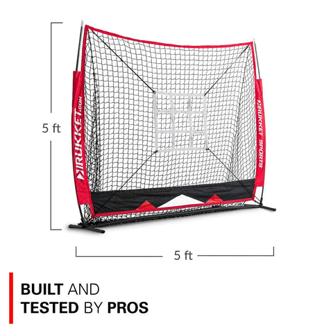Heavy Duty Five By Five Baseball And Softball Net For Practice Hitting And Batting Foldable Backstop Training Screen With Strike Zone Target Lets You Knock It Out Of The Park Daily