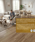 Living room with Waterproof Peel And Stick Floor Tile Earthen Oak Vinyl Plank Flooring For Kitchen Bedroom Bathroom RVs Easy DIY Install Durable Rental Friendly Scratch Resistant 54 Sq Ft Coverage 36 Planks 6 By 36 Inches installed