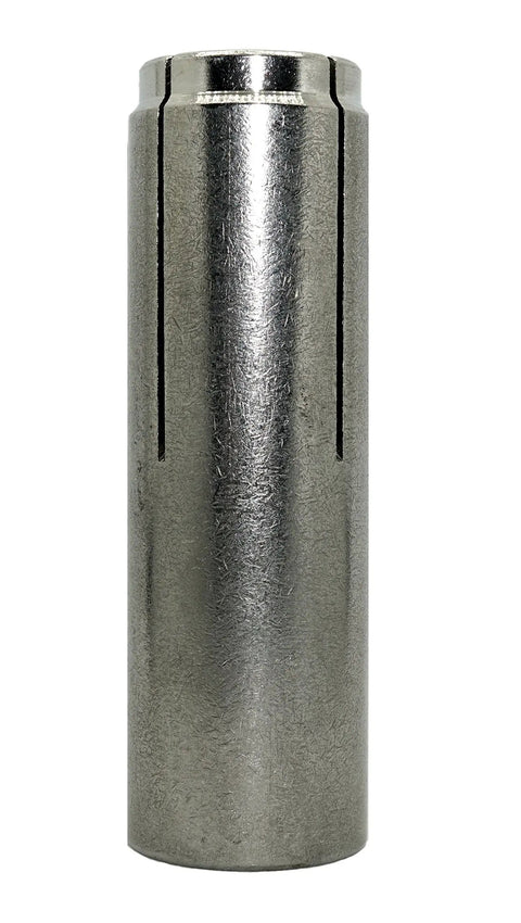 Top Shelf Rock Solid Drop In Concrete Anchors Three Eighth Inch Zinc Plated Steel Fasteners With Setting Tool Fifty Count Box Pack, setting tool close-up.