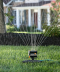 MiniMax Turbo Oscillator Sprinkler 65131AMZ delivers full coverage up to 4000 sq ft watering a lawn with adjustable settings.