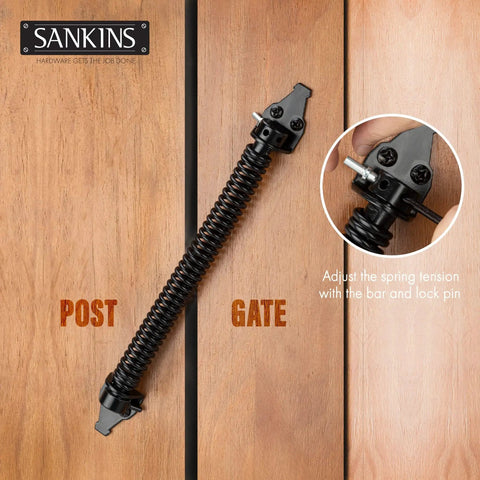 14 Inch Beefy Heavy Duty Self Closing Gate Spring For Wood And Vinyl Fences, Adjustable Tension, Rust Resistant Steel Outdoor Gate Closure Hardware, 4 Pack on wood gate