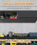 Metal Garage Wall Cabinet With Up Flip Door, Wall Mounted Steel Storage Cabinet With Pegboard, open view, tools stored inside