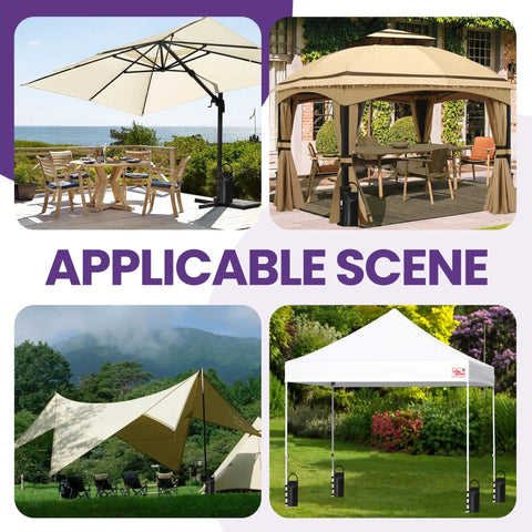 Various canopies and gazebos with Canopy Leg Weight Bags 4-Pack With Adjustable Straps And Heavy Duty Velcro for stable anchoring.