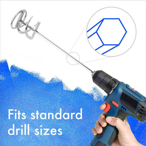 Extra Long Drill Mixer Paddle Pack of 2 17 Inch Shank 5 Gal Rugged Rust Proof Easy Clean for Cement Paint and Epoxy Floors