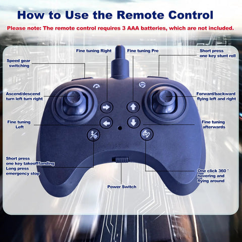 Remote control for Beginner Friendly Remote Control Airplane With LED Lights, 360 Degree Flips, Easy One Button Takeoff And Landing.