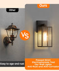 Comparison of Top Shelf Wall Mounted Exterior Lighting Fixture Featuring Slick Rustproof Housing And No Sweat Weather Sealing for Outdoor Porch Light Sconce.