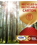 Power Max Denture Adhesive Cream carton with recycled label in a forest backdrop