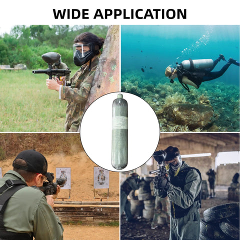 CE EN Certified 2L 122 Cu In 4500 Psi Air Tank for Paintball HPA PCP and Scuba Carbon Fiber used in various activities