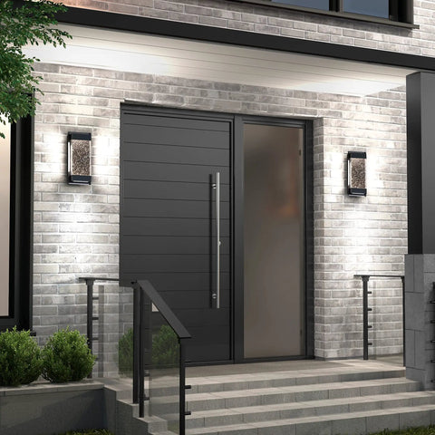 Essence Bubble Glow Box Outdoor Light With 300 Lumen LED, 6 Inch Weatherproof Black Wall Mount Fixture For Porch