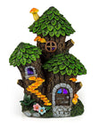 Mystic Gnome Fairy House Solar Light For Outdoor Decor Color Changing LED Garden Lantern with mushroom and leaf details