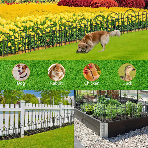Super Sturdy No Dig Animal Barrier Fence Panels For Dogs And Rabbits 45 Feet Long With 32 Rustproof Metal Arched Sections Decorative Garden Edging