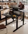 Ergo Small Standing Desk 35X24 Height Adjustable Sit Stand Home Office With Memory Buttons Spacious Black Work Surface