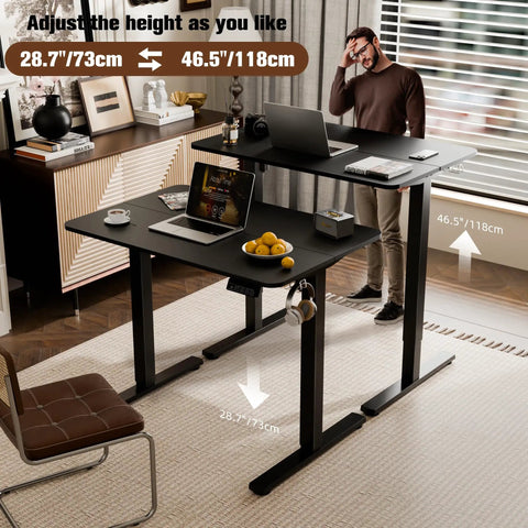 Ergo Small Standing Desk 35X24 Height Adjustable Sit Stand Home Office With Memory Buttons Spacious Black Work Surface