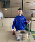 Worker holding tools with Open Dot Convex Seals For Five Eighth Inch Strapping PET PP Banding Clips Pack of 100 nearby