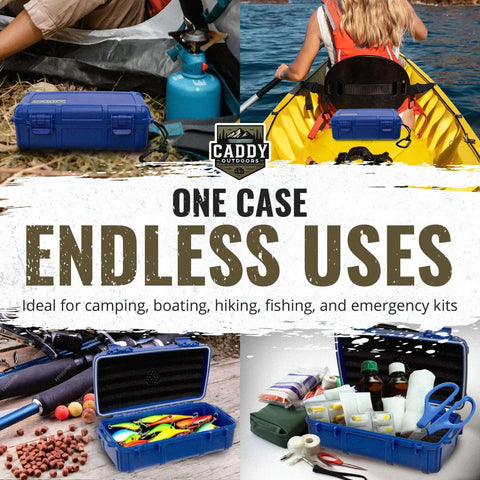 Tough As Nails Outdoor Case With Airtight Gasket Seal And Heavy Duty Latches To Block Rain Mud And Dust Secure Travel Friendly Hard Shell for camping, hiking, and fishing.