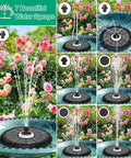 Powerful 5W Solar Powered Water Fountain For Bird Bath With All Glass Panel Colorful Light Show 7 Nozzles in garden setup