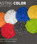 Multi-colored plastic safety chains displaying various hues including yellow, showcasing durability and lasting color.