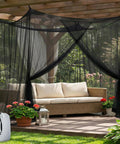 Ultra Large 118x118x77 Inch Outdoor Mosquito Net With One Opening Black Mesh Insect Netting For Camping Patio Or Picnic Includes Storage Bag installed over patio