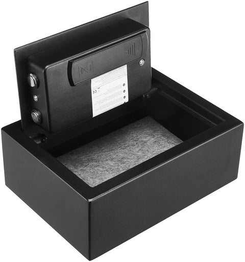 Slim Desk Drawer Safe With Programmable Electronic Keypad For Quick Access Locks It Down In A Drawer One Tenth Cu Ft Capacity open view