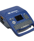 Hella Tough Portable Label Printer With Auto Cut And Badass Build, blue heavy-duty design with handle and keyboard.